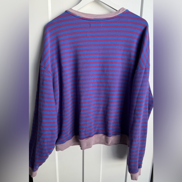 Free People We The Free Classic Striped Oversized Crewneck Blue Combo Size Small - Picture 10 of 10